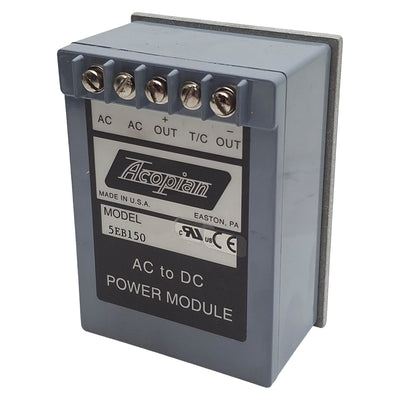 Used Acopian 5EB150 AC to DC Power Module, 105-125VAC In, 1.5A 5VDC Out, DIN Rail