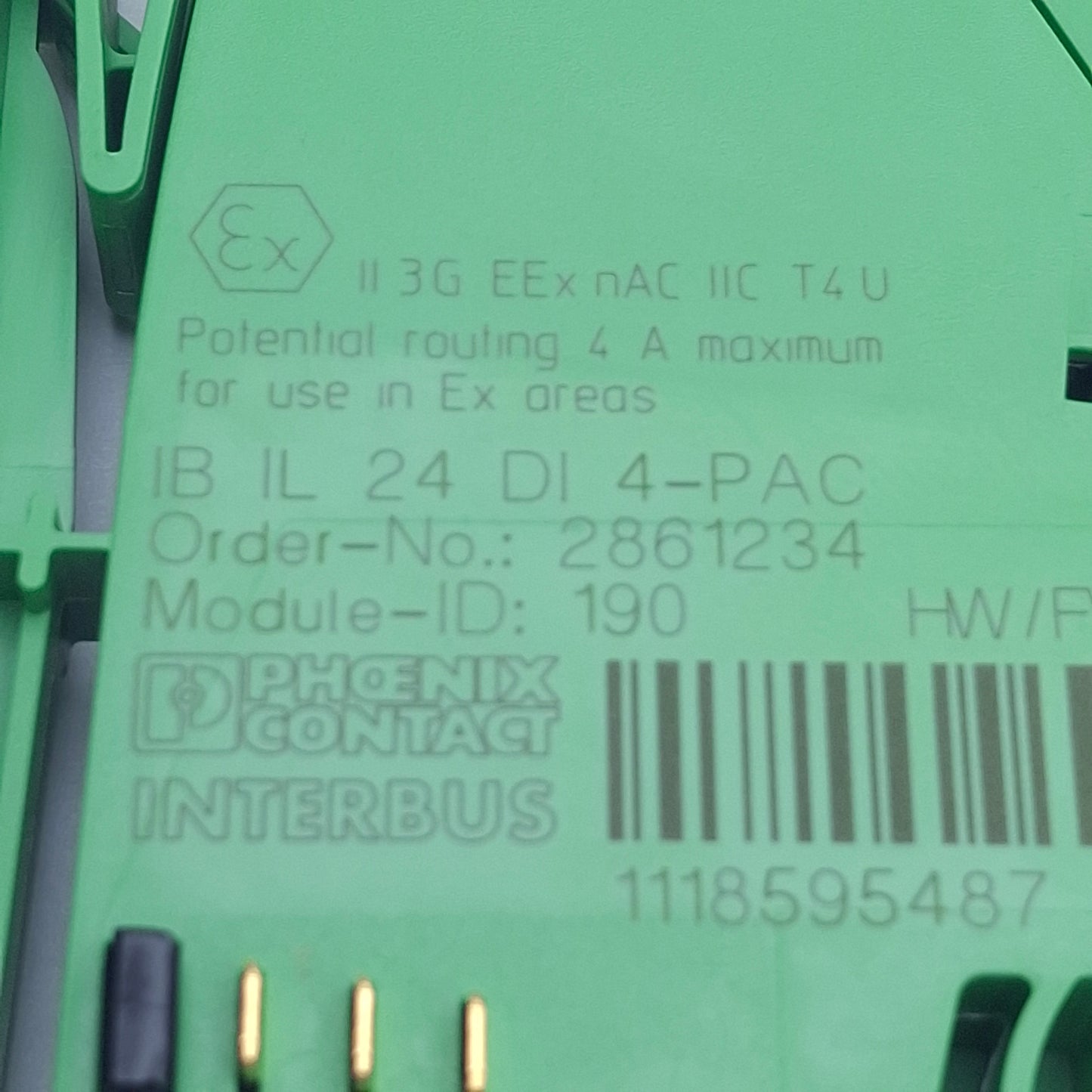 Used Phoenix Contact IB IL 24 DI 4-PAC Digital Input Terminal 4 Inputs, DIN Rail