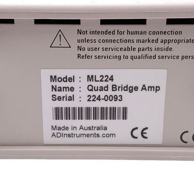 Used ADInstruments ML224 Quad Bridge Amp Signal Conditioner, 4-Channel, 1Hz-1kHz