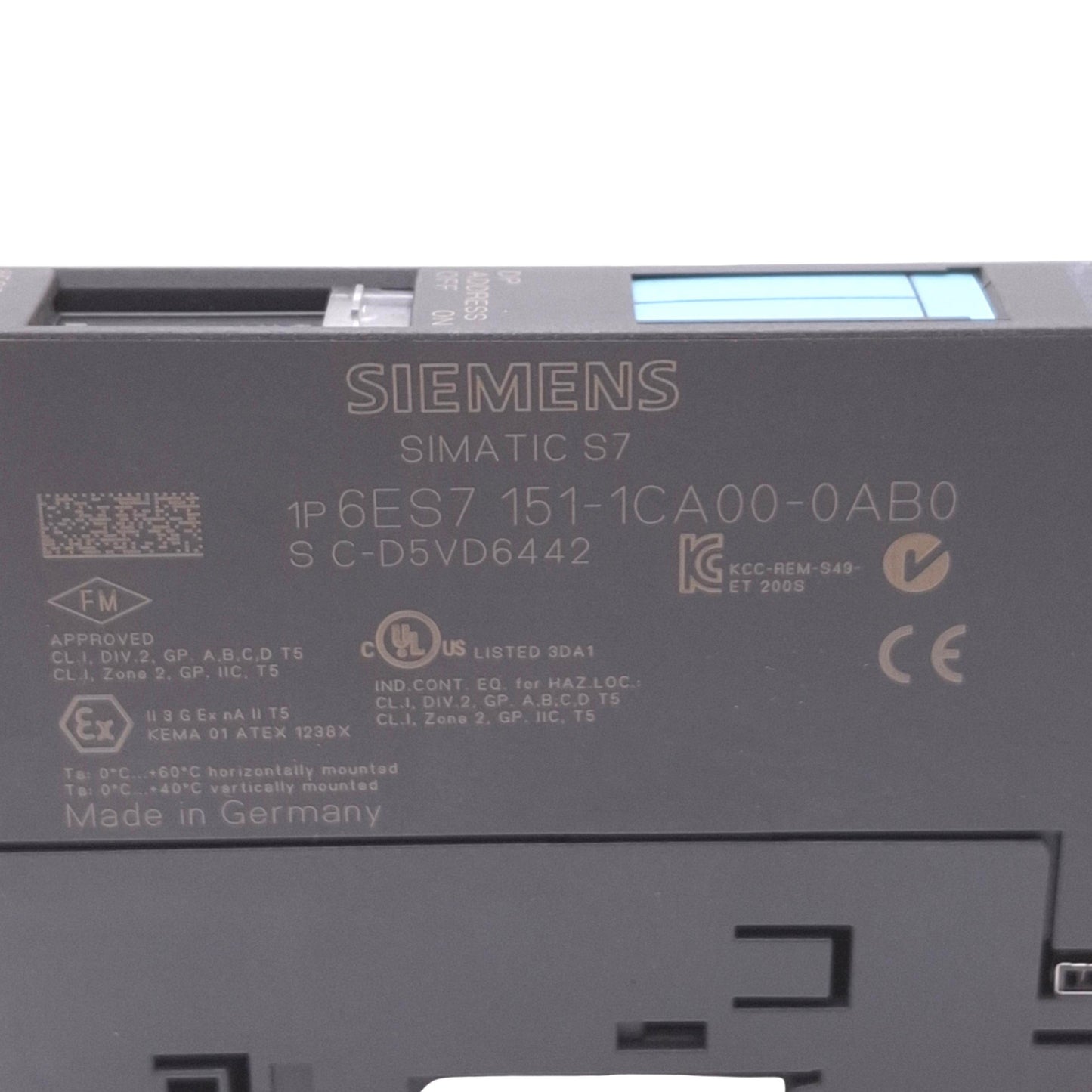 Used Siemens 6ES7151-1CA00-0AB0 SIMATIC S7 PROFIBUS-DP Interface Module, RS485, 24VDC