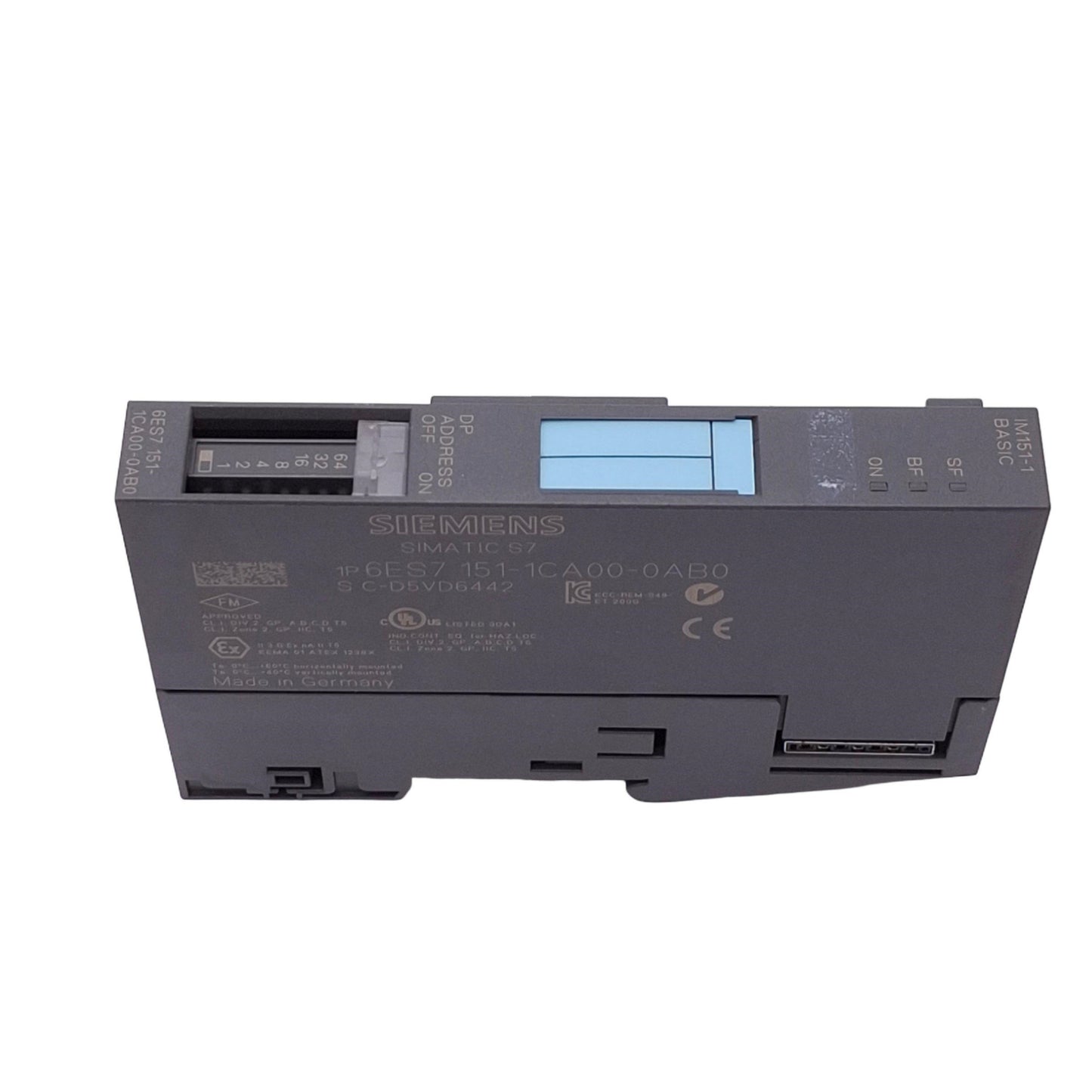 Used Siemens 6ES7151-1CA00-0AB0 SIMATIC S7 PROFIBUS-DP Interface Module, RS485, 24VDC