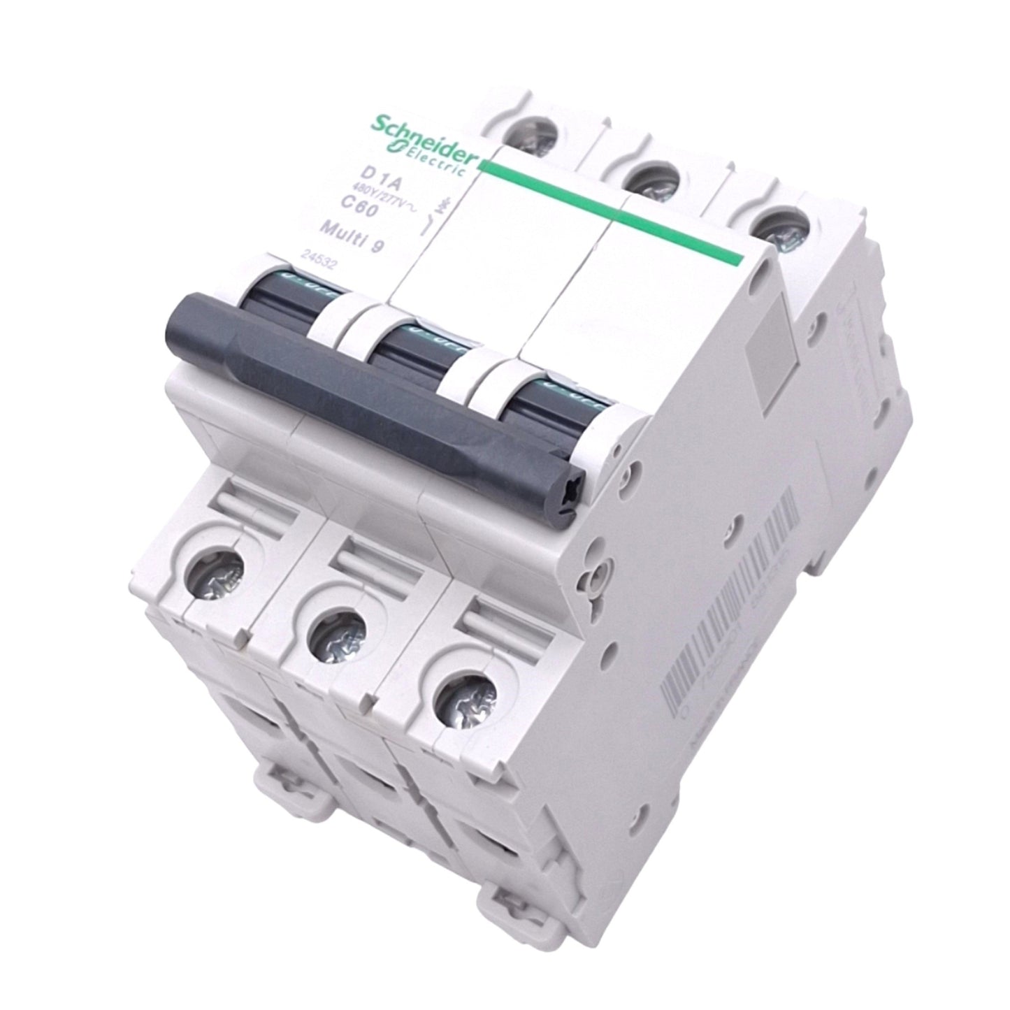 New – Open box Schneider Electric 24532 Multi9 Circuit Breaker, 3-Pole 1A, 480Y/277VAC Max
