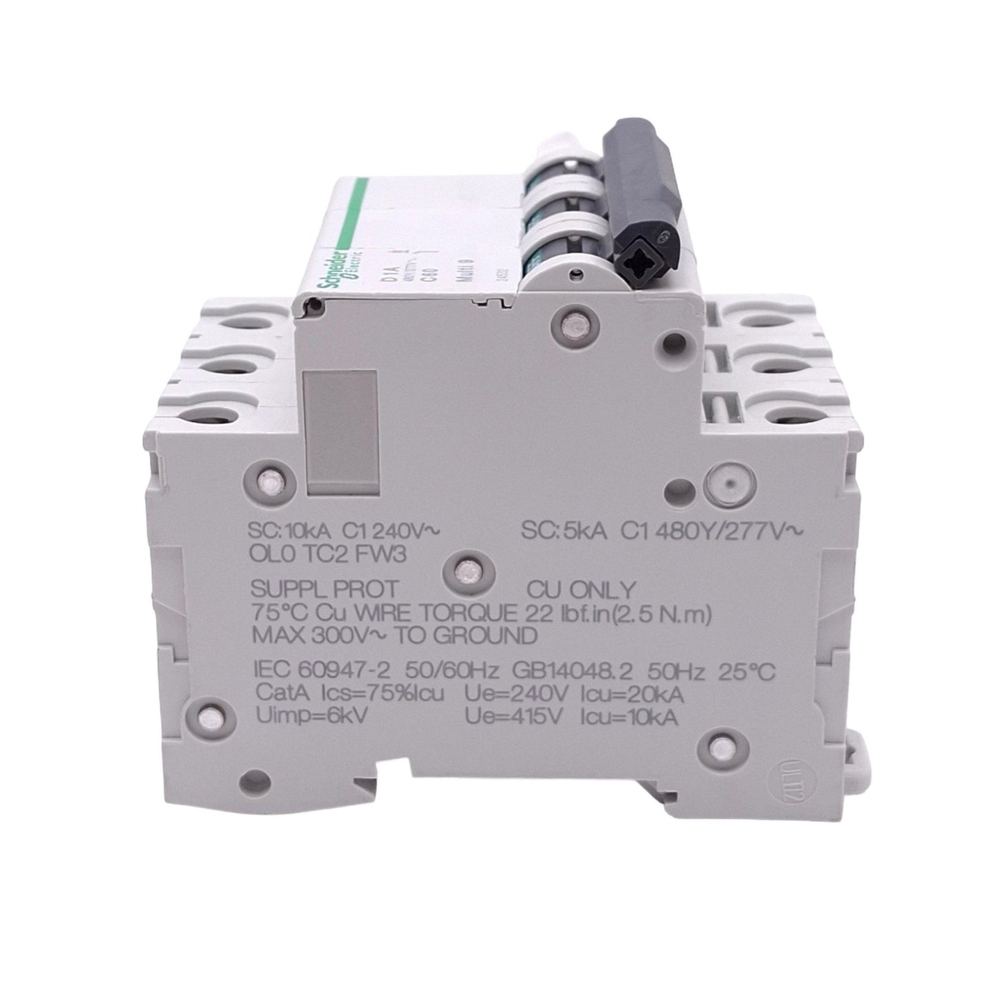 New – Open box Schneider Electric 24532 Multi9 Circuit Breaker, 3-Pole 1A, 480Y/277VAC Max