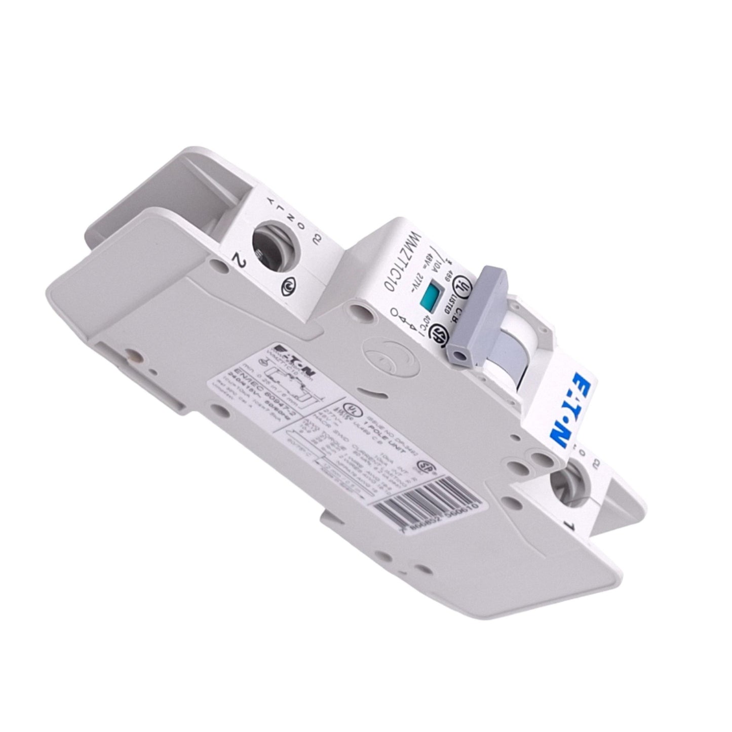 Used Eaton WMZT1C10 Circuit Breaker, 1-Pole, 10A, 48VDC 277VAC Max, DIN Rail