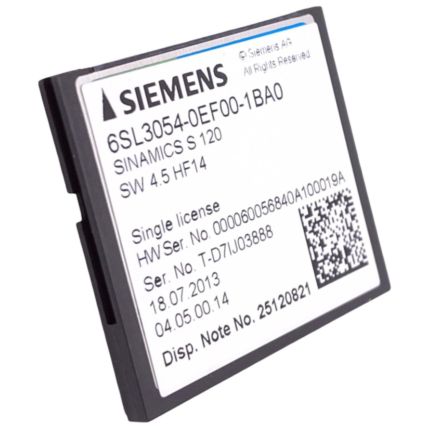 Used Siemens 6SL3054-0EF00-1BA0 CompactFlash Memory Card for SINAMICS S120 Drive
