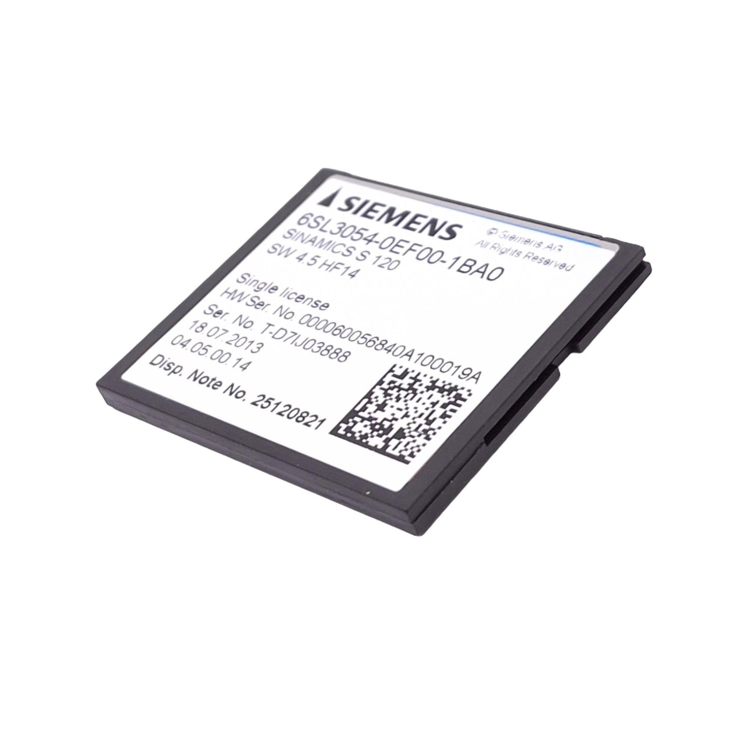 Used Siemens 6SL3054-0EF00-1BA0 CompactFlash Memory Card for SINAMICS S120 Drive