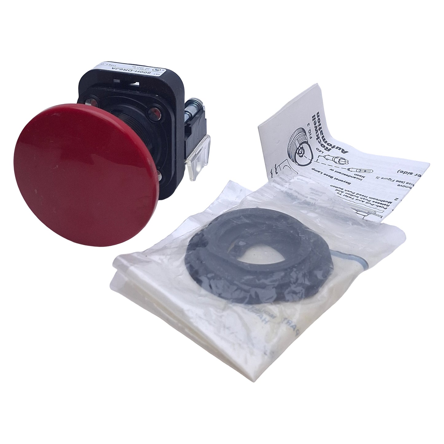 New – Open box Allen Bradley 800H-DR6JA Jumbo Red Mushroom Momentary Pushbutton Switch 600V 10A