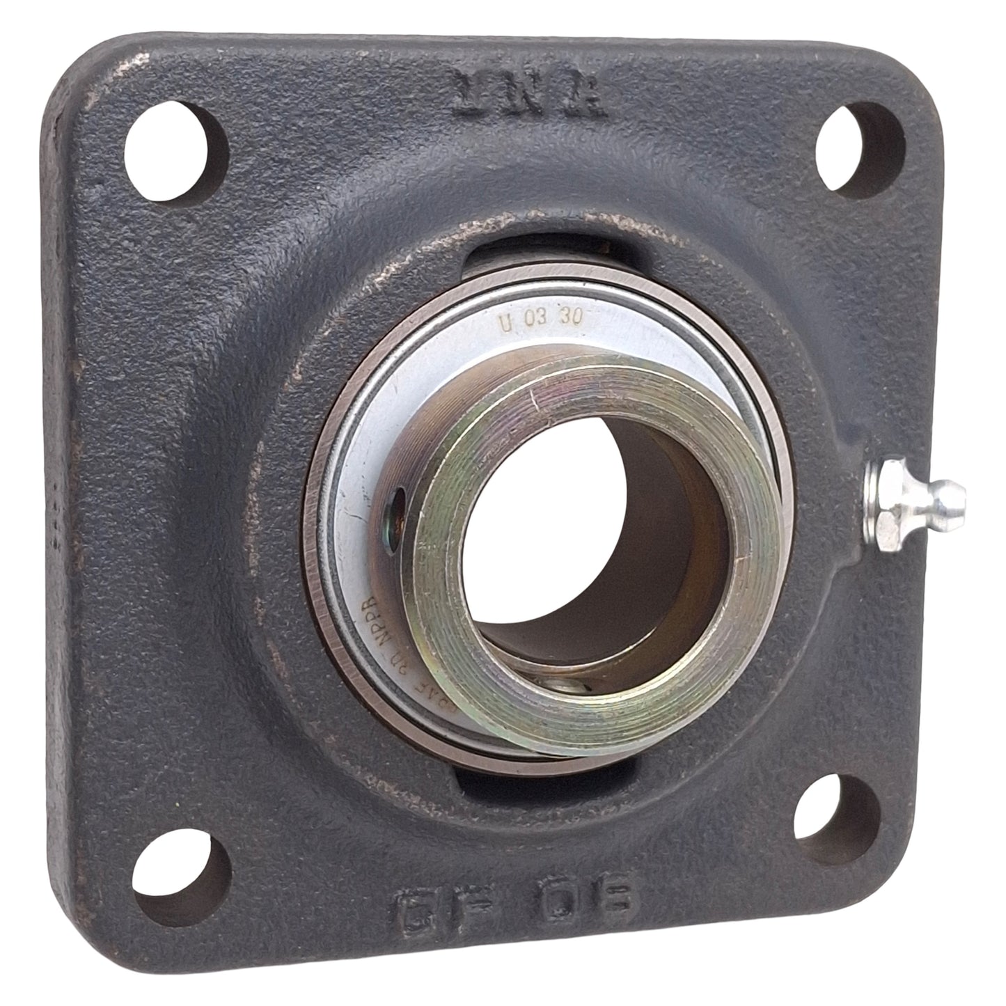 Used INA GRAE 30 NPPB Flange Mounted Ball Bearing, ø30mm ID, 4.25in x 4.25in