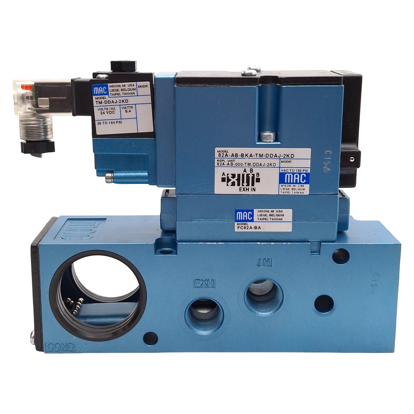 Used Mac 82A-AB-BKA-TM-DDAJ-2KD Solenoid Valve w/ Flow Control 1/4in NPTF, 24VDC Coil