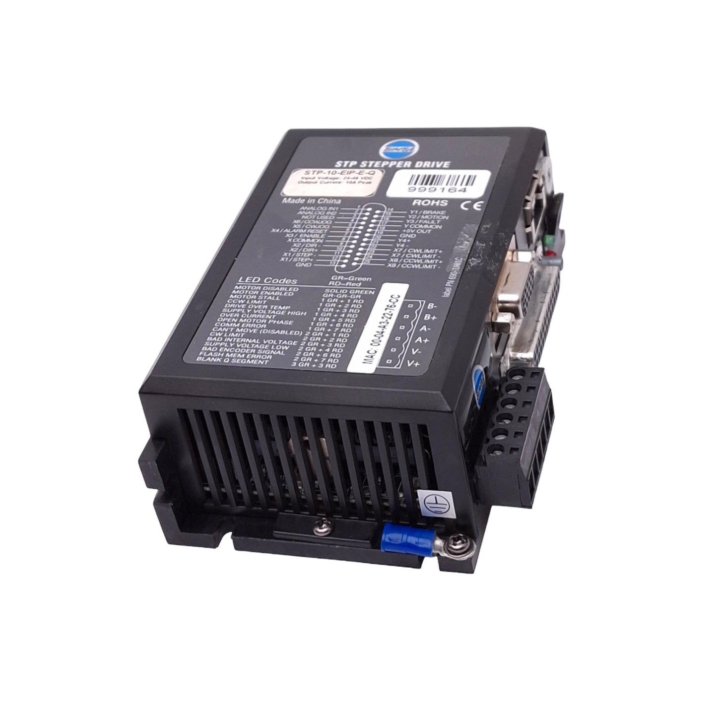Used Bimba STP-10-EIP-E-Q DC Programmable Stepper Drive, EthernetIP, 10A, 24-48VDC In
