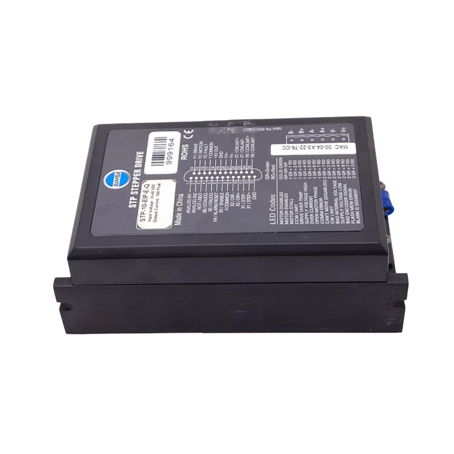 Used Bimba STP-10-EIP-E-Q DC Programmable Stepper Drive, EthernetIP, 10A, 24-48VDC In