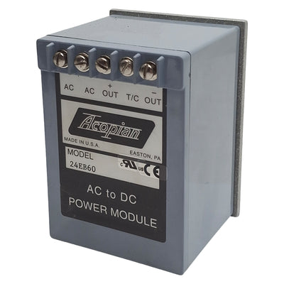 Used Acopian 24EB60 AC to DC Power Module, 105-125VAC In, 0.6A 24VDC Out, DIN Rail