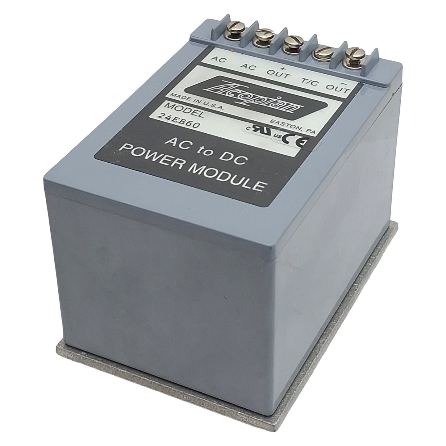 Used Acopian 24EB60 AC to DC Power Module, 105-125VAC In, 0.6A 24VDC Out, DIN Rail