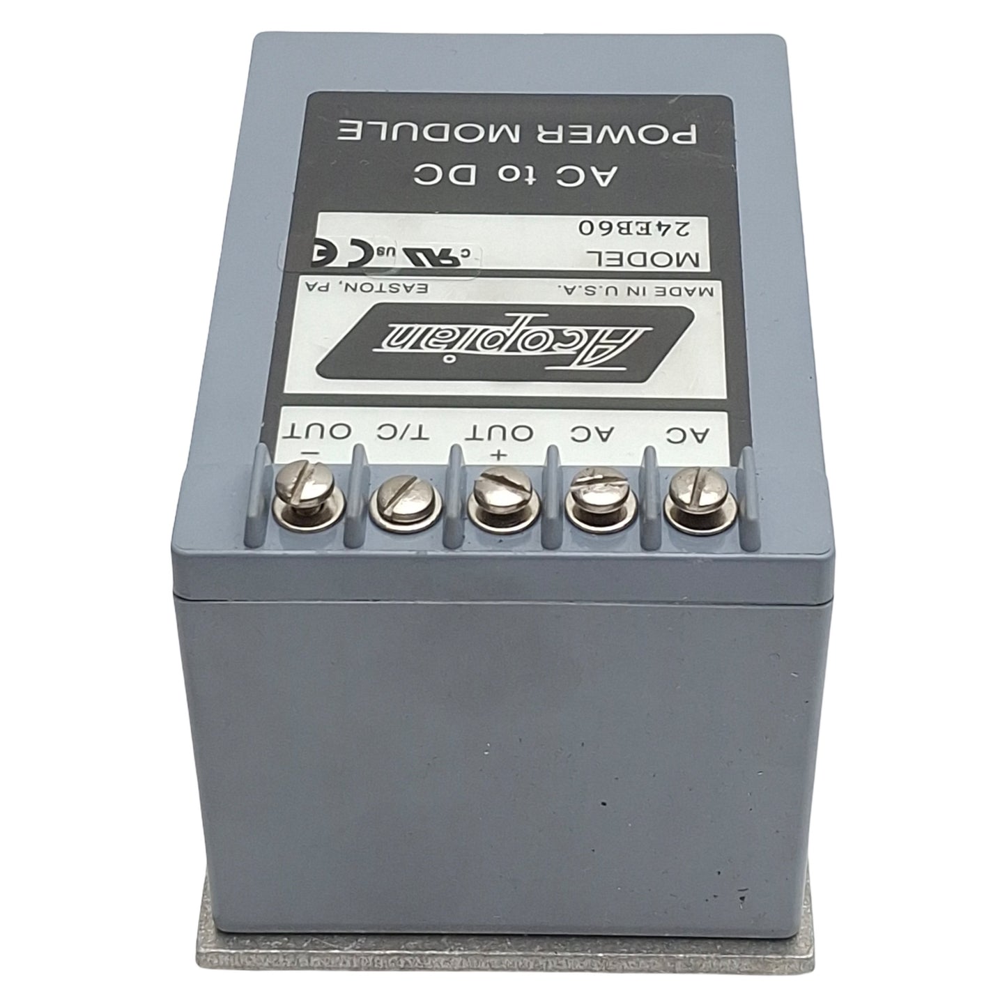Used Acopian 24EB60 AC to DC Power Module, 105-125VAC In, 0.6A 24VDC Out, DIN Rail