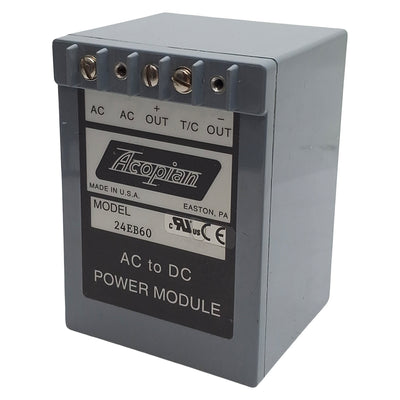 Used Acopian 24EB60 AC to DC Power Module, 105-125VAC In, 0.6A 24VDC Out, *No DIN*