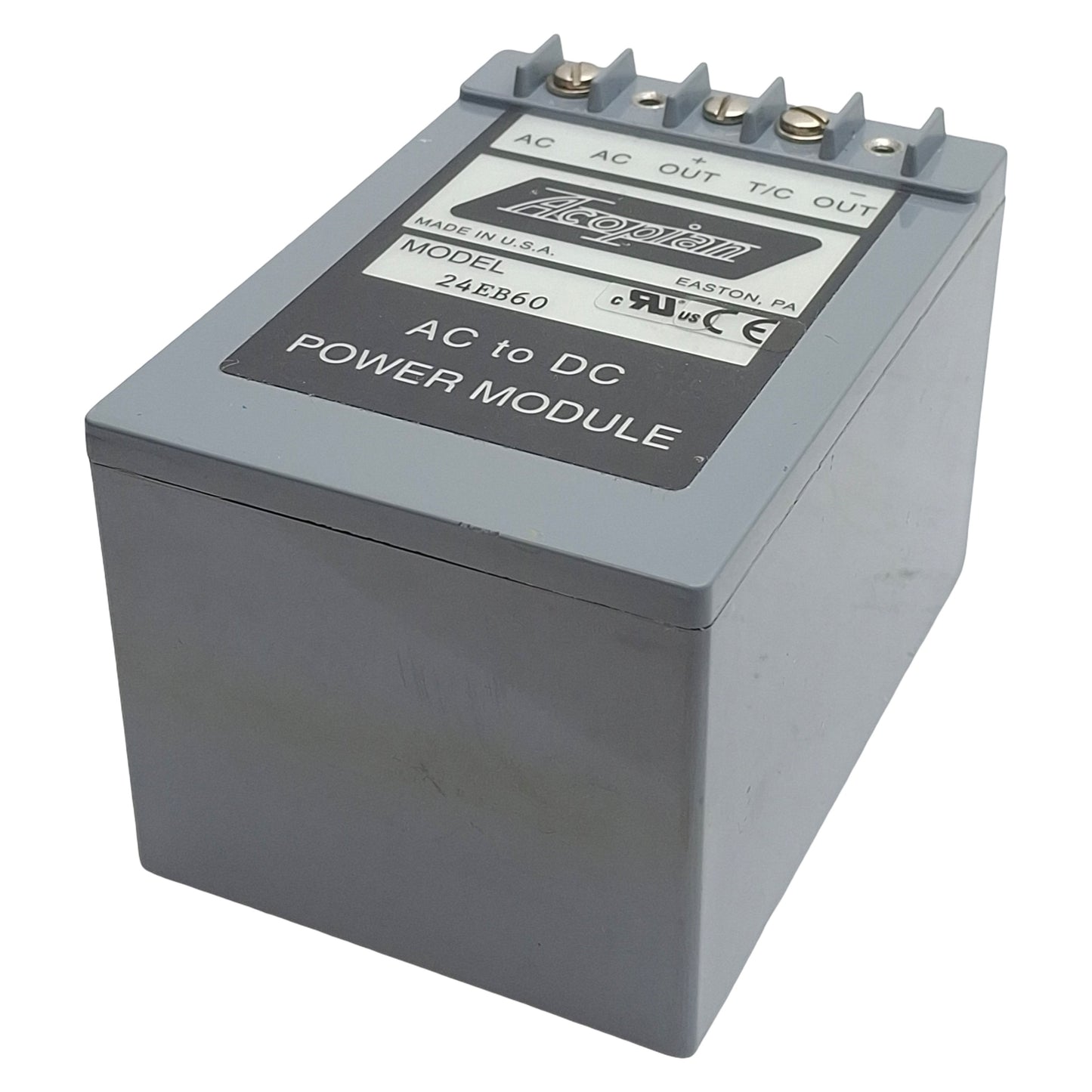 Used Acopian 24EB60 AC to DC Power Module, 105-125VAC In, 0.6A 24VDC Out, *No DIN*