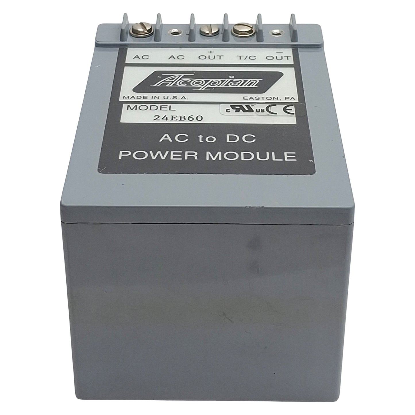Used Acopian 24EB60 AC to DC Power Module, 105-125VAC In, 0.6A 24VDC Out, *No DIN*