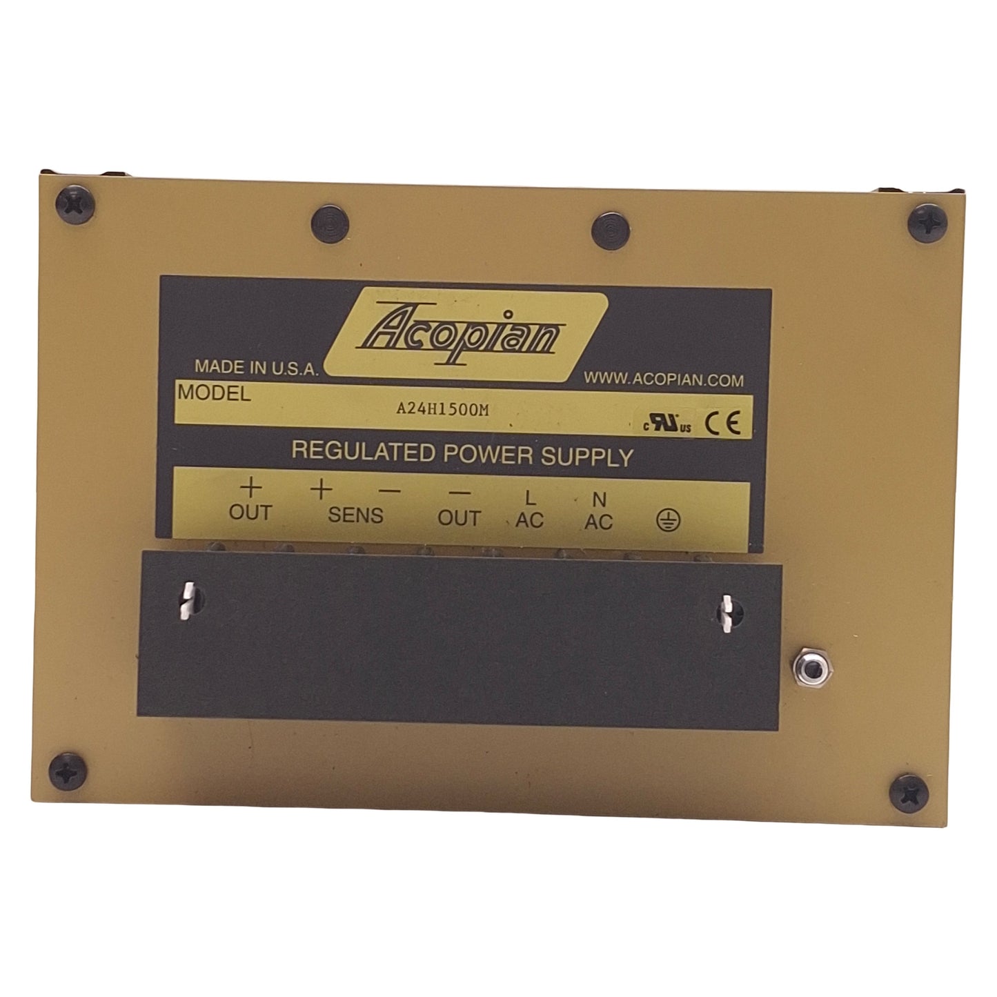 Used Acopian A24H1500M Linear Regulated Power Supply 105-125VAC In, 24VDC Out