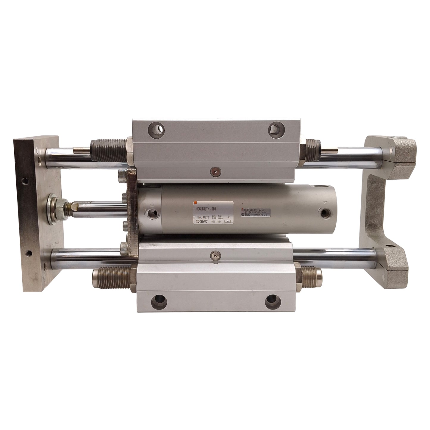 Used SMC MGGLB40TN-100 Guided Cylinder, ø40mm Bore, 100mm Stroke, 145psi, 1/8in NPT