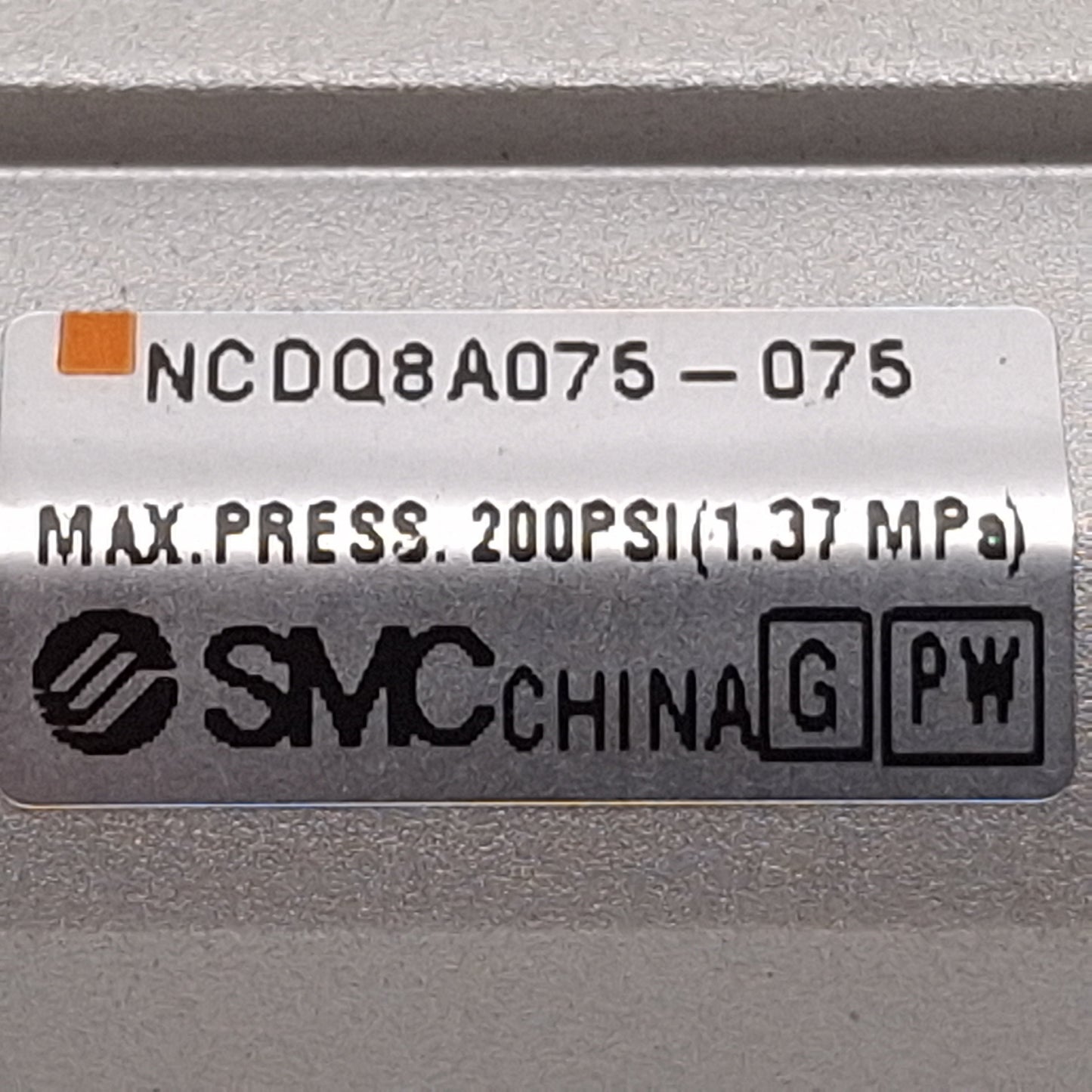 Used SMC NCDQ8A075-075 Compact Cylinder, ø3/4in Bore, 3/4in Stroke, 200psi, 10-32 UNF