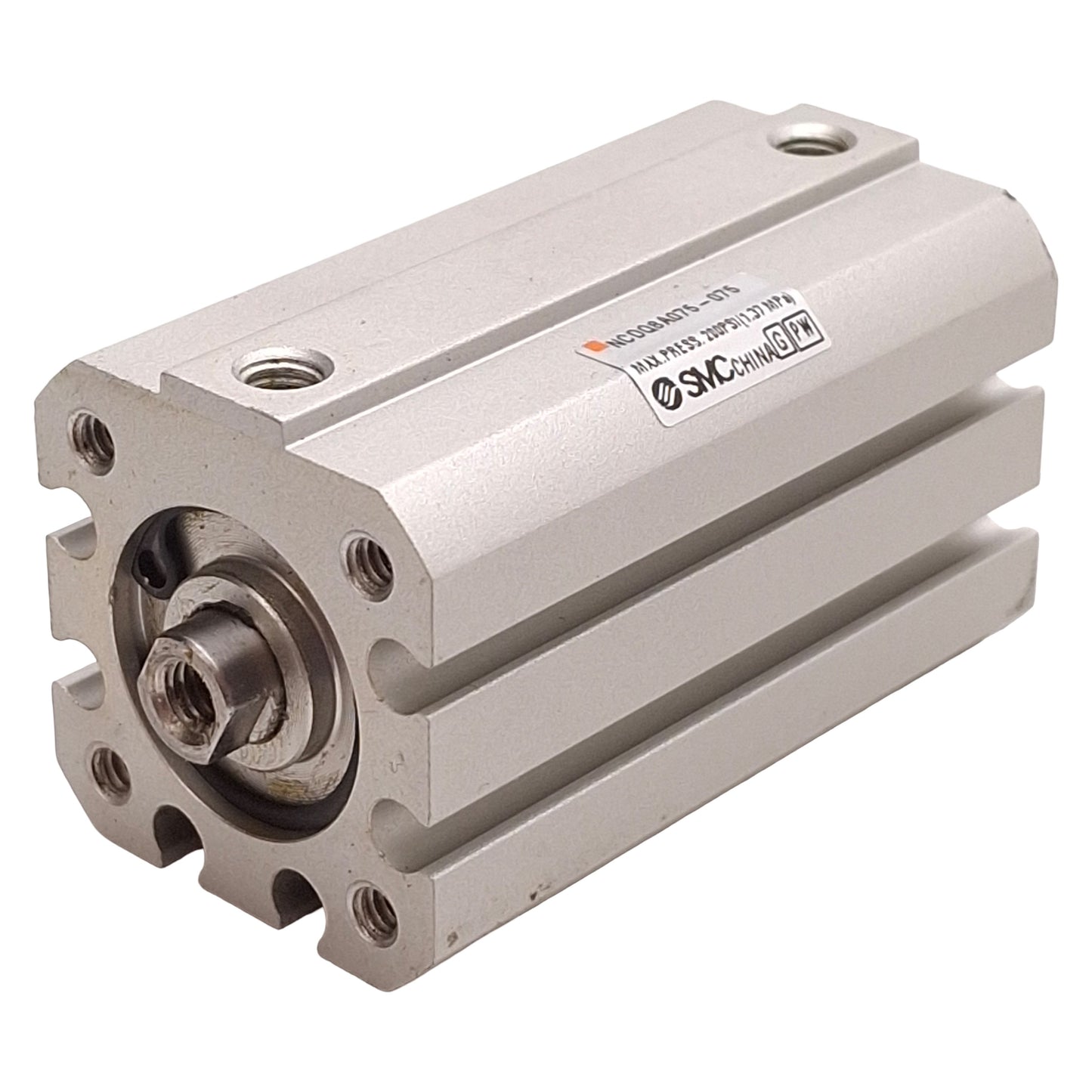 Used SMC NCDQ8A075-075 Compact Cylinder, ø3/4in Bore, 3/4in Stroke, 200psi, 10-32 UNF