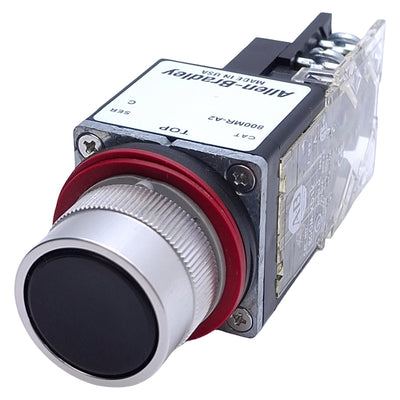 Used Allen Bradley 800MR-A2D1 Black Momentary Pushbutton, ø22mm, 1 NO, 300VAC 10A Max