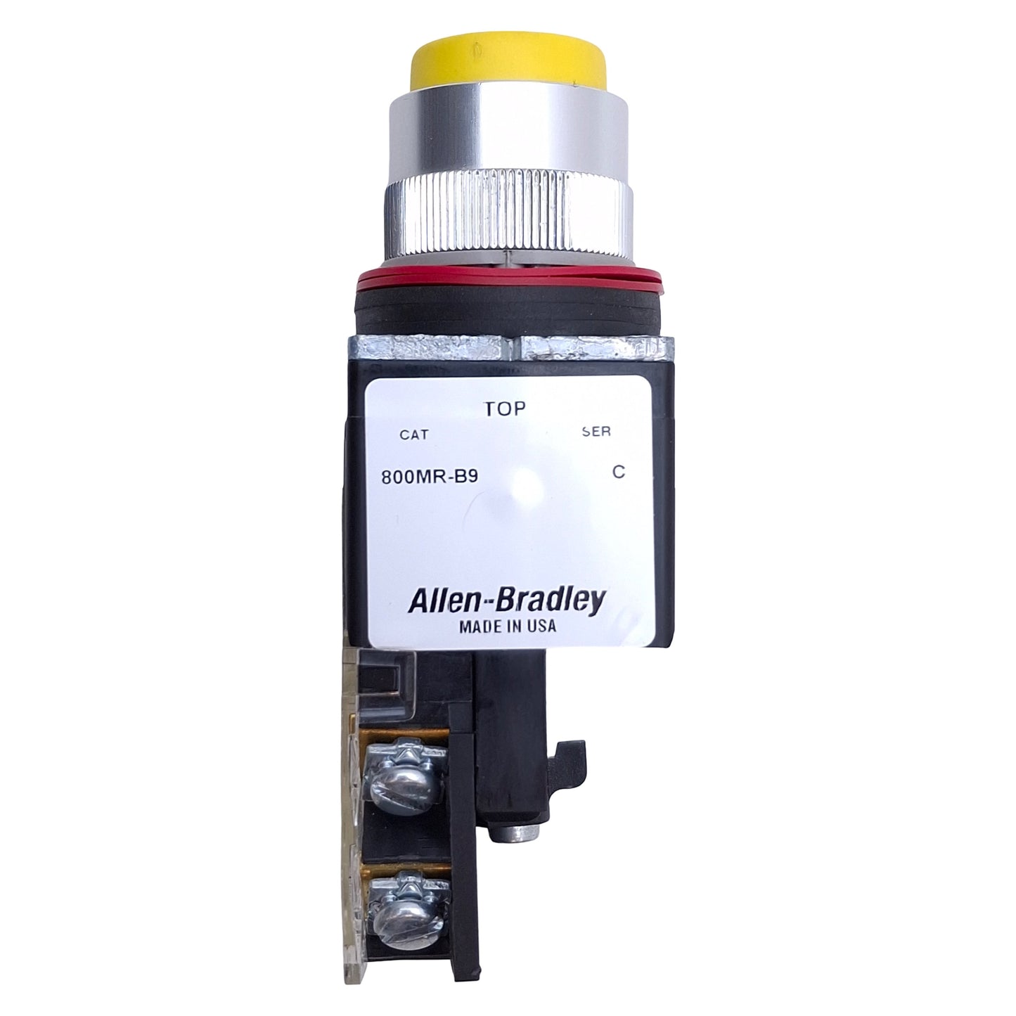 Used Allen Bradley 800MR-B9D1 Yellow Momentary Pushbutton, ø22mm, 1 NO, 300VAC 10A