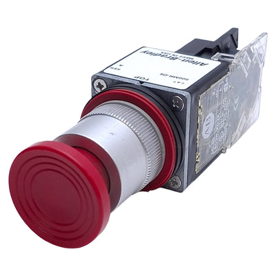 Used Allen Bradley 800MR-D6D2 Red Mushroom Momentary Push Button 22mm, 300VAC, 1NC