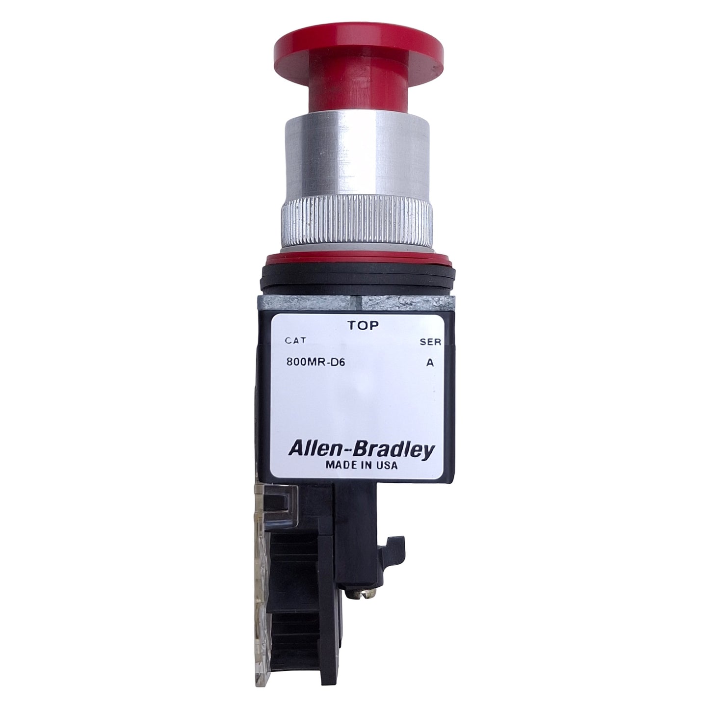 Used Allen Bradley 800MR-D6D2 Red Mushroom Momentary Push Button 22mm, 300VAC, 1NC