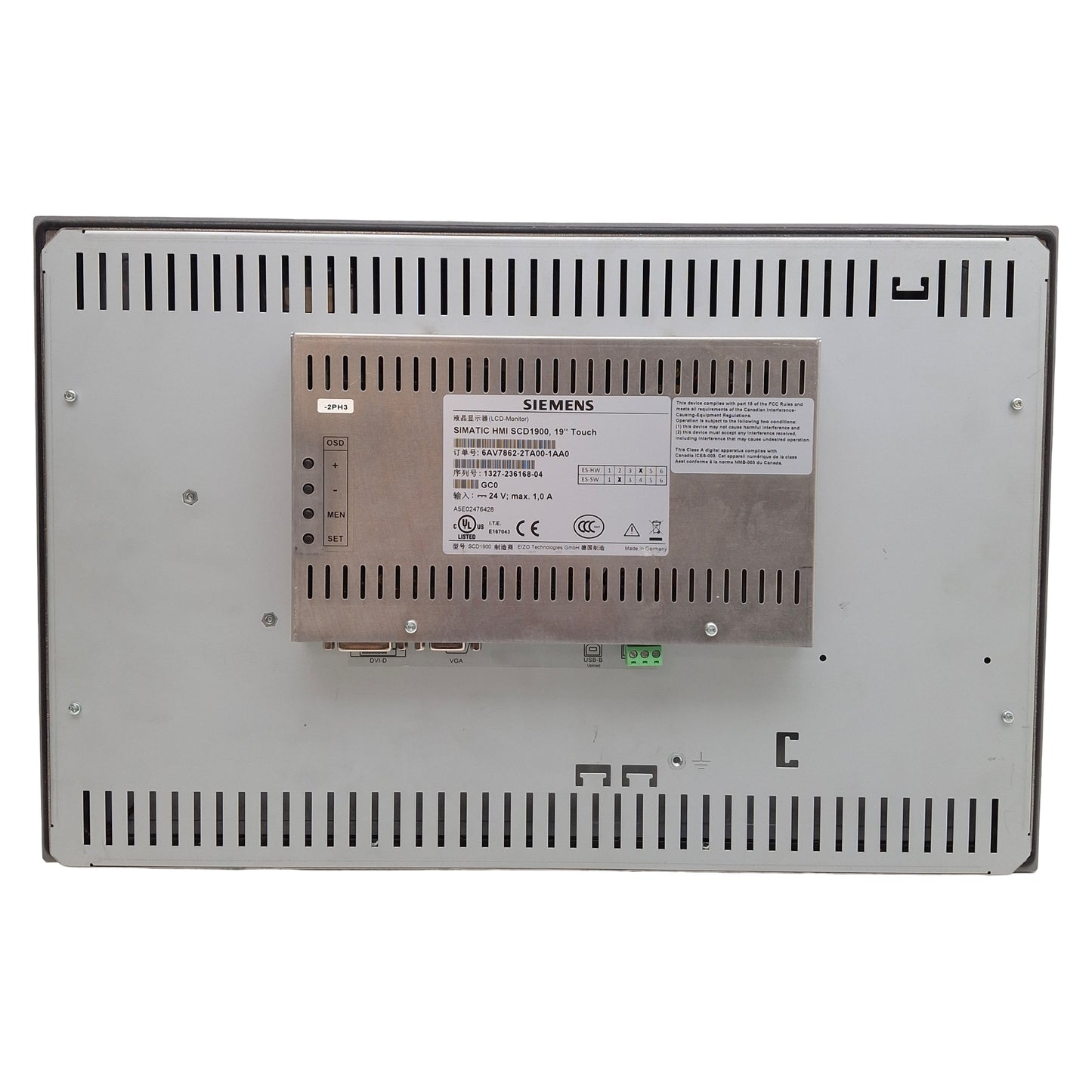 Used Siemens 6AV7862-2TA00-1AA0 SIMATIC HMI SCD1900 Touchscreen LCD Monitor 19in