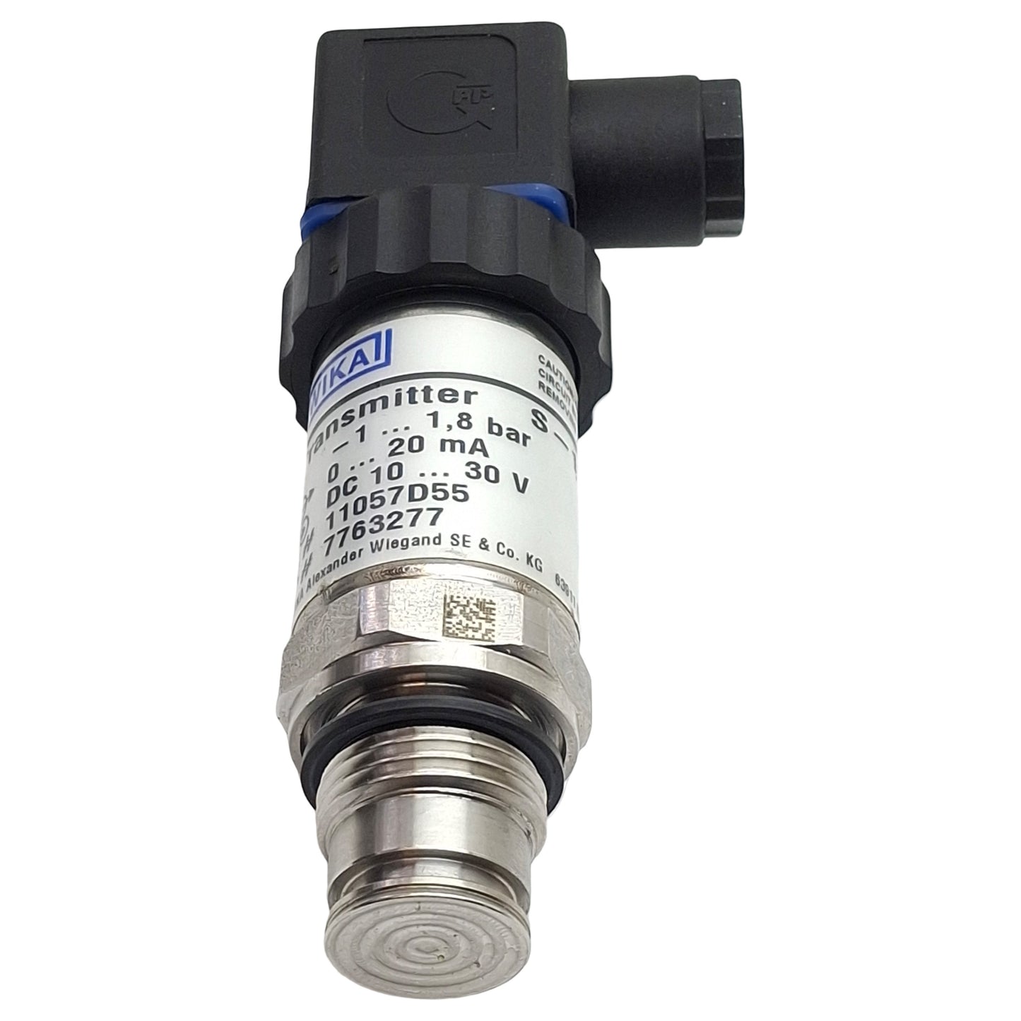 Used Wika S-11 7763277 Flush Pressure Transmitter, -1~1.8bar, 0-20mA Out, 10-30VDC