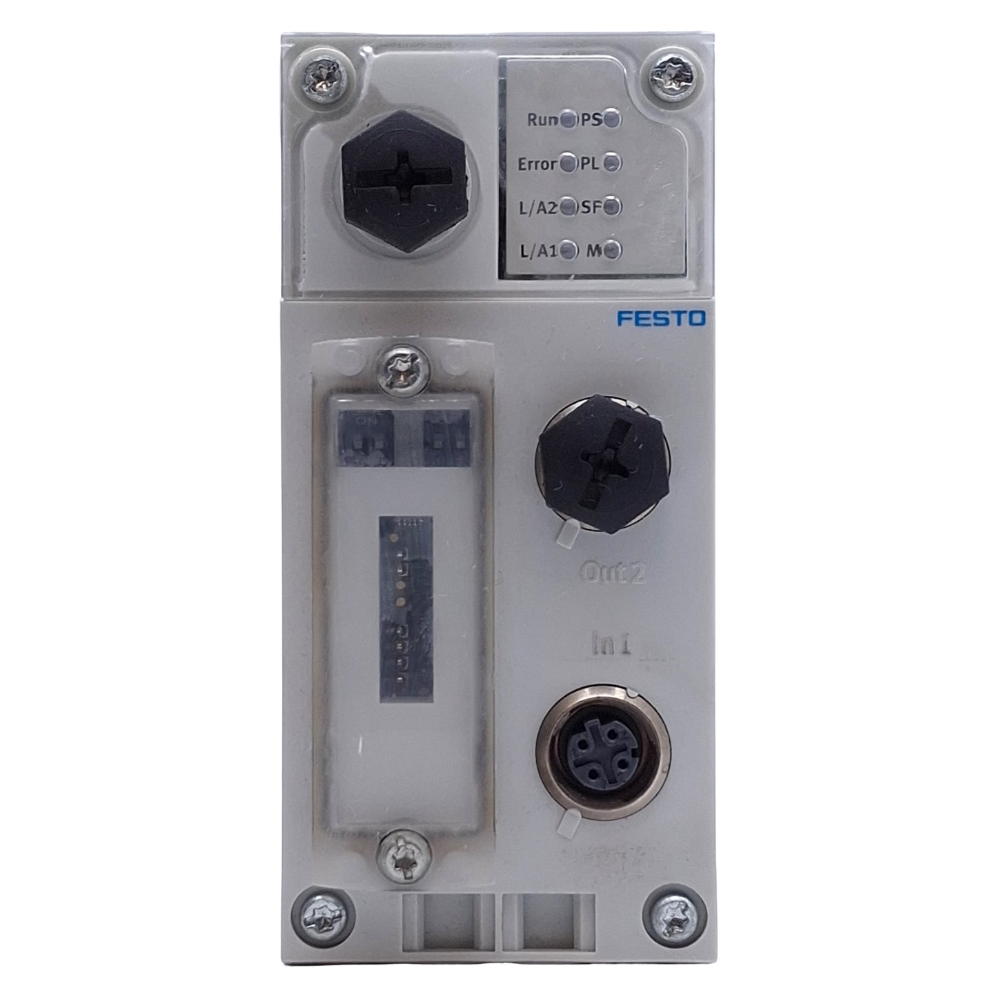 Used Festo CPX-FB38 Bus Node 24VDC, 100mA, 100MBit/s, (2x) M12x1 4-Pin, M12 5-Pin