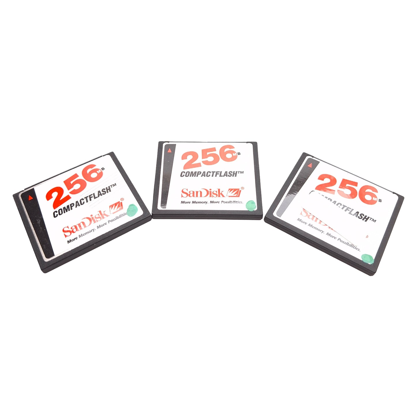 Used Lot of 3 SanDisk SDCFB-256-101-00 CompactFlash Memory Card, 256MB Capacity