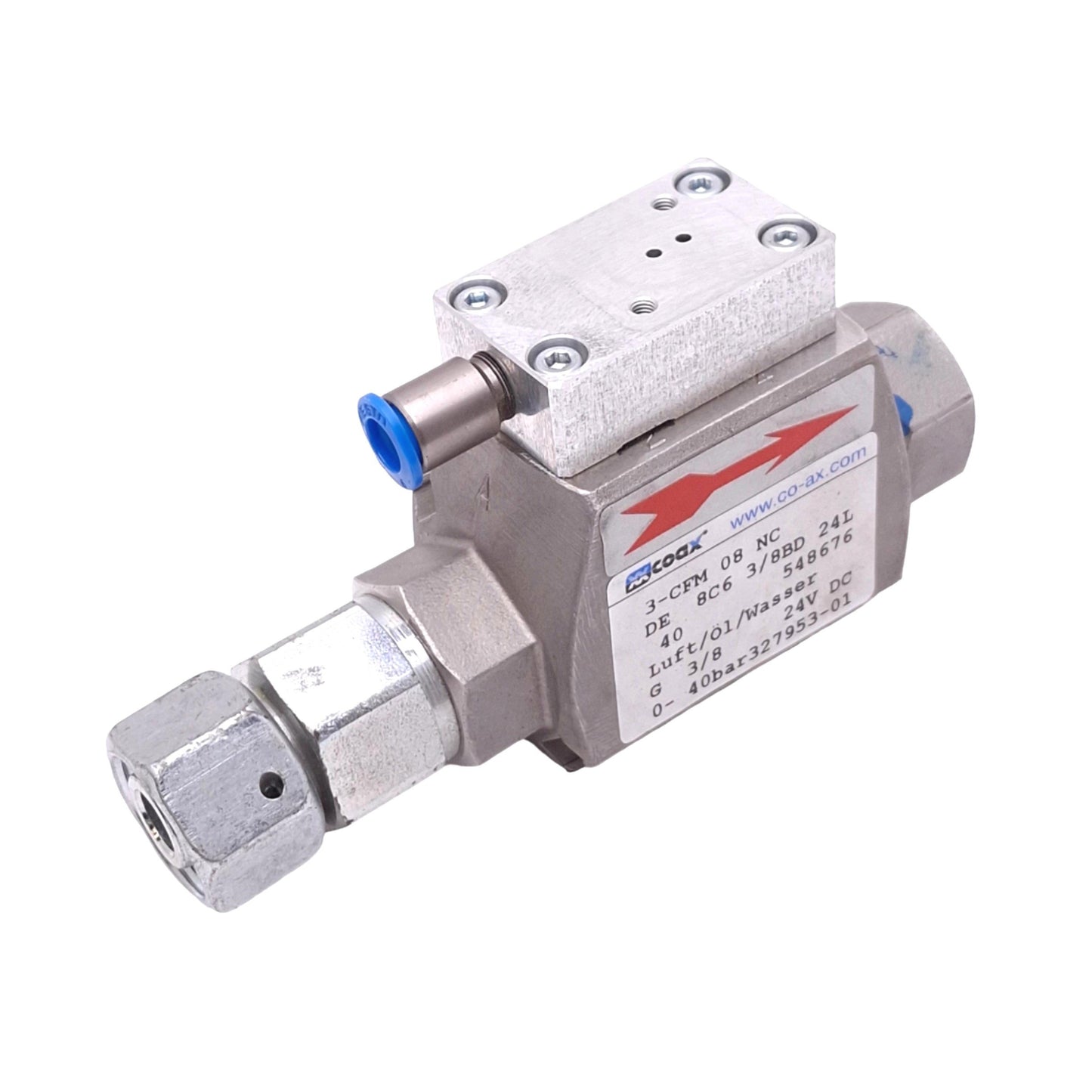 Used Muller Coax 3-CFM 08 NC Coaxial Valve, 2/2-Way NC, 0-40 bar Max, G 3/8