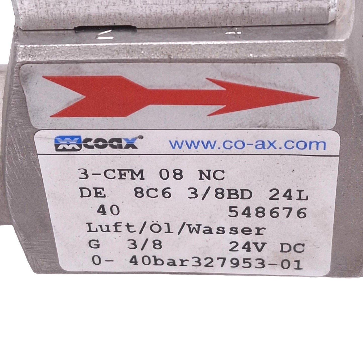 Used Muller Coax 3-CFM 08 NC Coaxial Valve, 2/2-Way NC, 0-40 bar Max, G 3/8