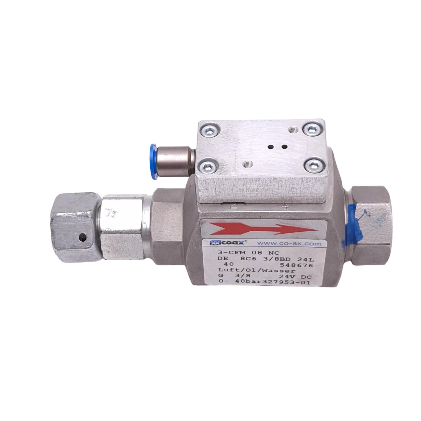 Used Muller Coax 3-CFM 08 NC Coaxial Valve, 2/2-Way NC, 0-40 bar Max, G 3/8