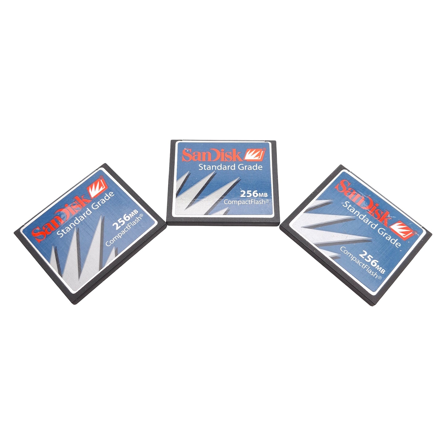 Used Lot of 3 SanDisk SDCFB-256-201-00 CompactFlash Memory Card, 256MB Capacity