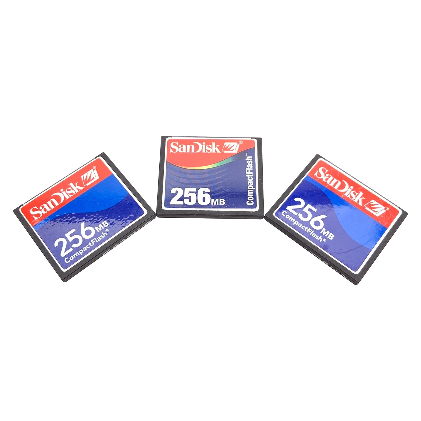 Used Lot of 3 SanDisk SDCFJ CompactFlash Memory Card, 256MB Capacity, Non-Volatile