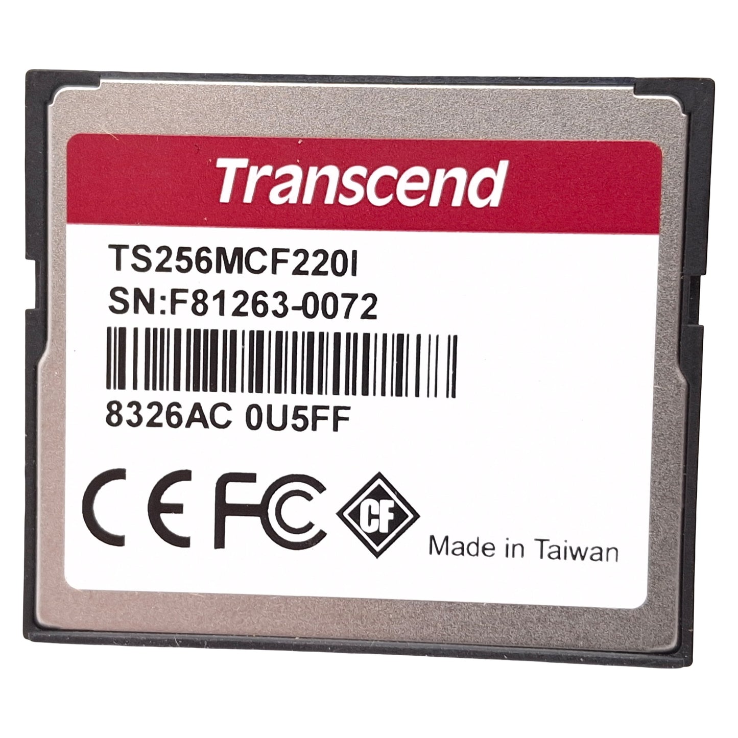 Used Transcend TS256MCF220I CF220I Industrial Grade Compact Flash Memory Card, 256MB