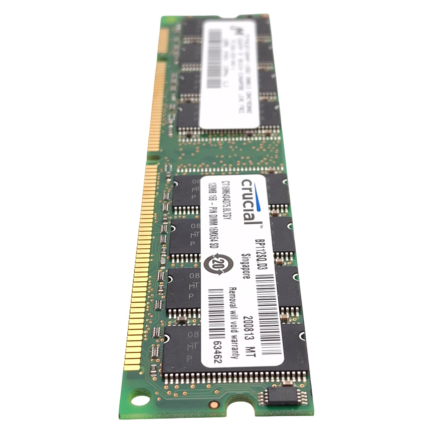 Used Lot of 5 Crucial Micron CT16M64S4D75.8LTGY SDRAM Card, 128MB, 133MHz, CL3