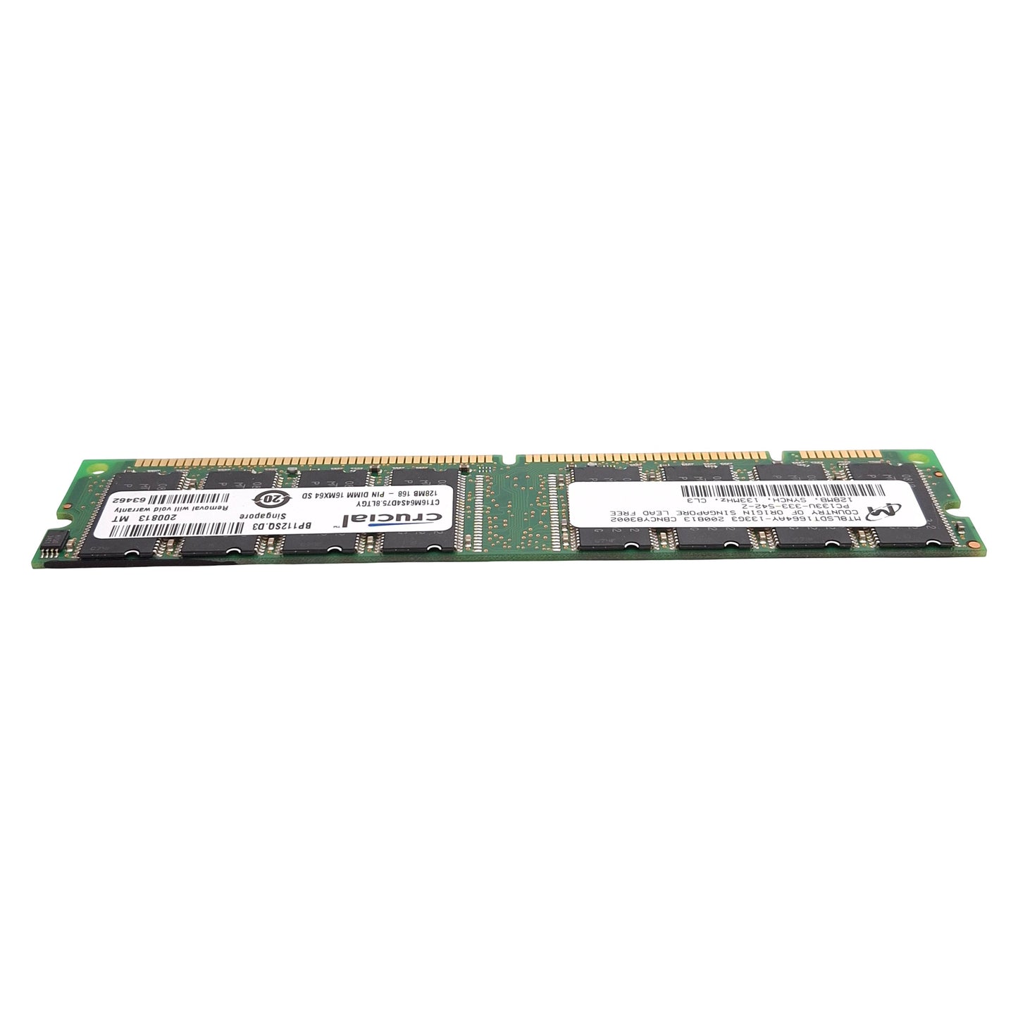 Used Lot of 5 Crucial Micron CT16M64S4D75.8LTGY SDRAM Card, 128MB, 133MHz, CL3