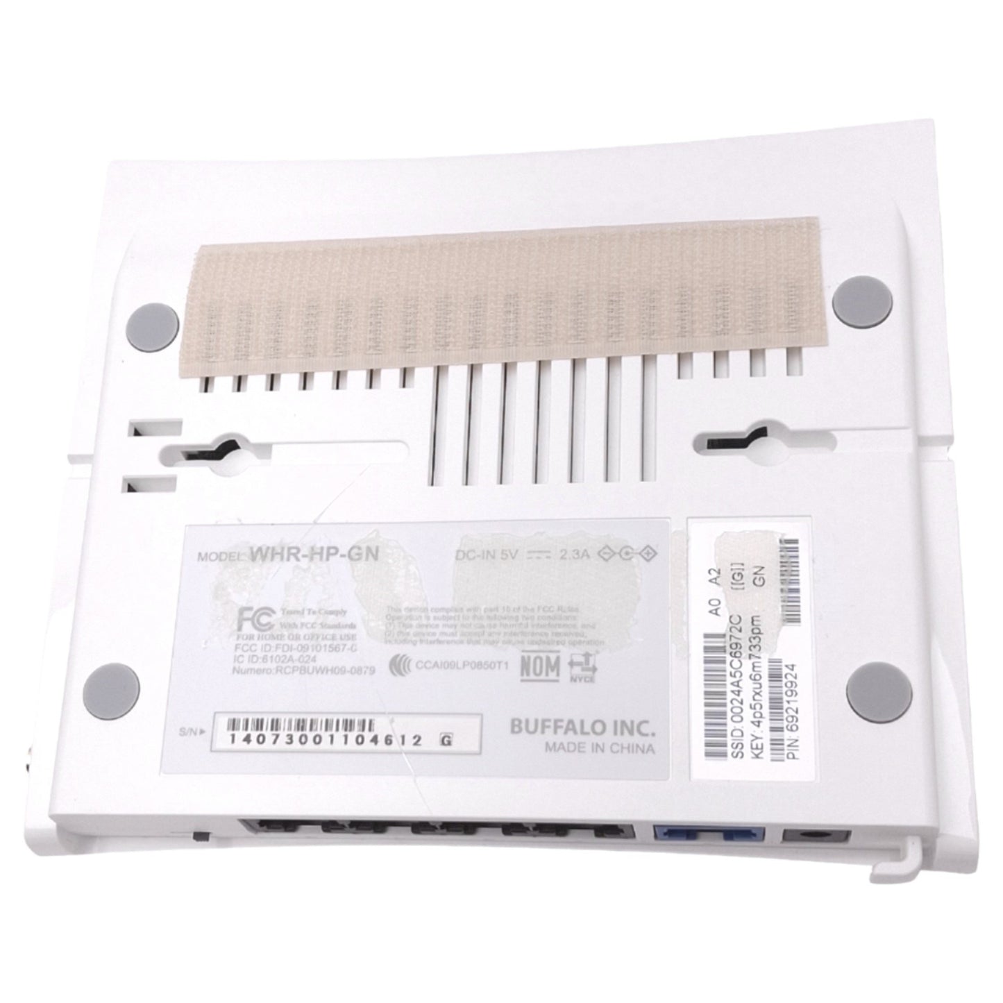 Used Buffalo WHR-HP-GN AirStation HighPower Wireless Router, 2.4GHz, 5-Port, 150Mbps