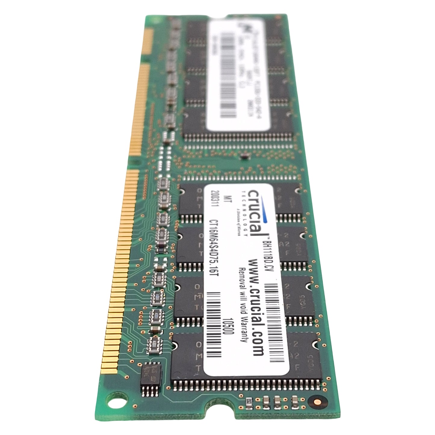 Used Lot of 5 Crucial Micron CT16M64S4D75.16T SDRAM Card, 128MB, 133MHz, CL3, DIMM
