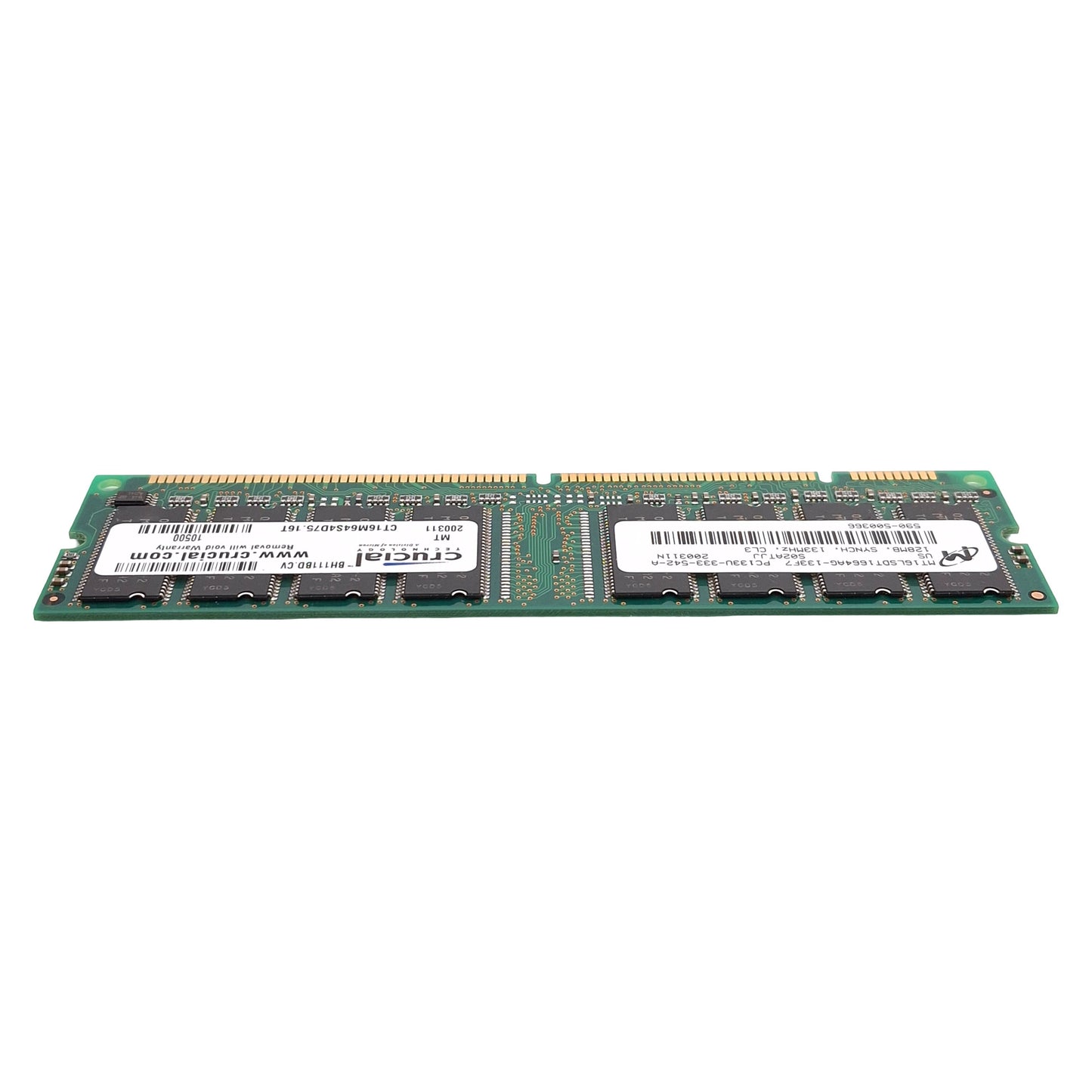 Used Lot of 5 Crucial Micron CT16M64S4D75.16T SDRAM Card, 128MB, 133MHz, CL3, DIMM