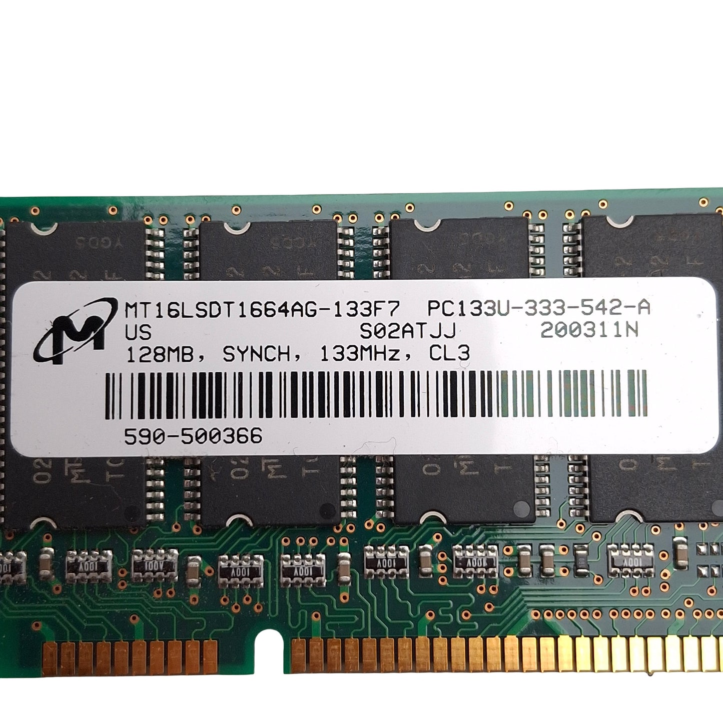 Used Lot of 5 Crucial Micron CT16M64S4D75.16T SDRAM Card, 128MB, 133MHz, CL3, DIMM