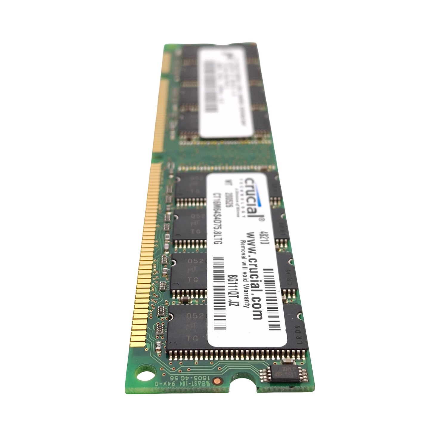 Used Lot of 5 Crucial Micron CT16M64S4D75.8LTG SDRAM Card, 128MB, 133MHz, CL3, DIMM