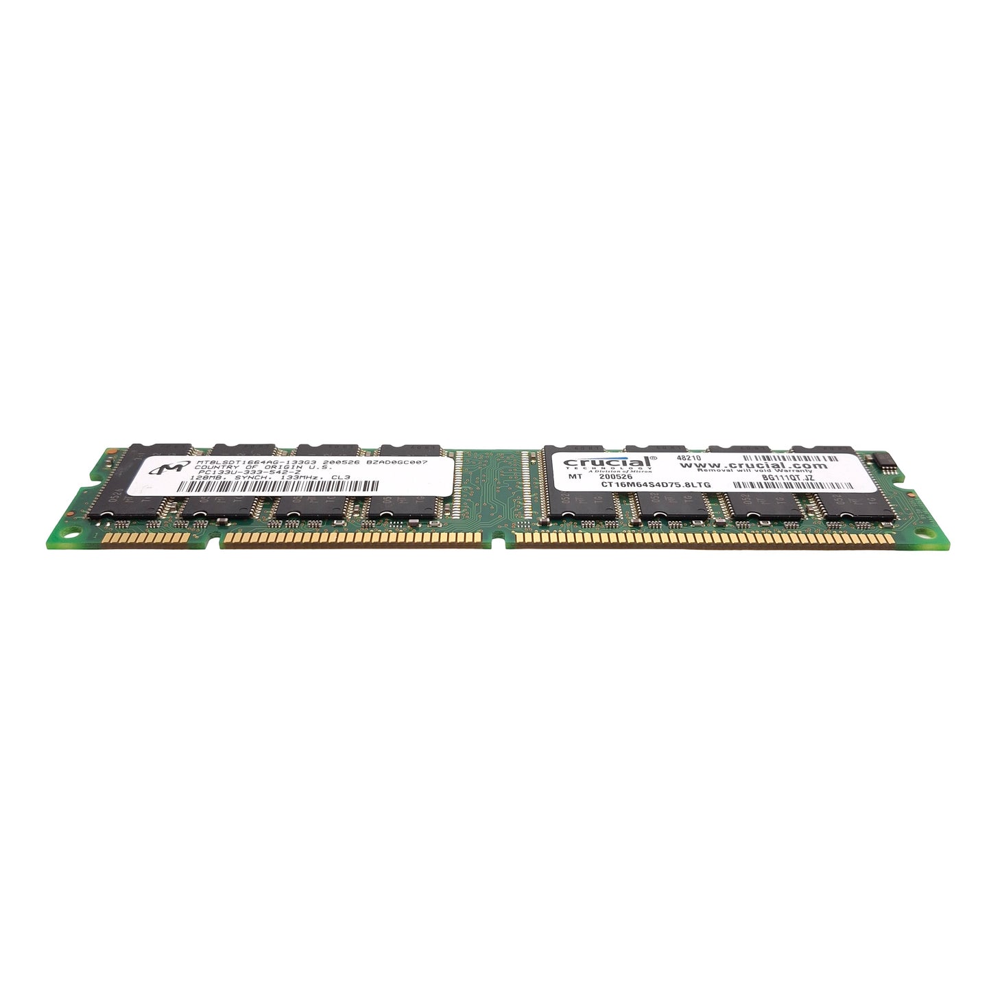 Used Lot of 5 Crucial Micron CT16M64S4D75.8LTG SDRAM Card, 128MB, 133MHz, CL3, DIMM