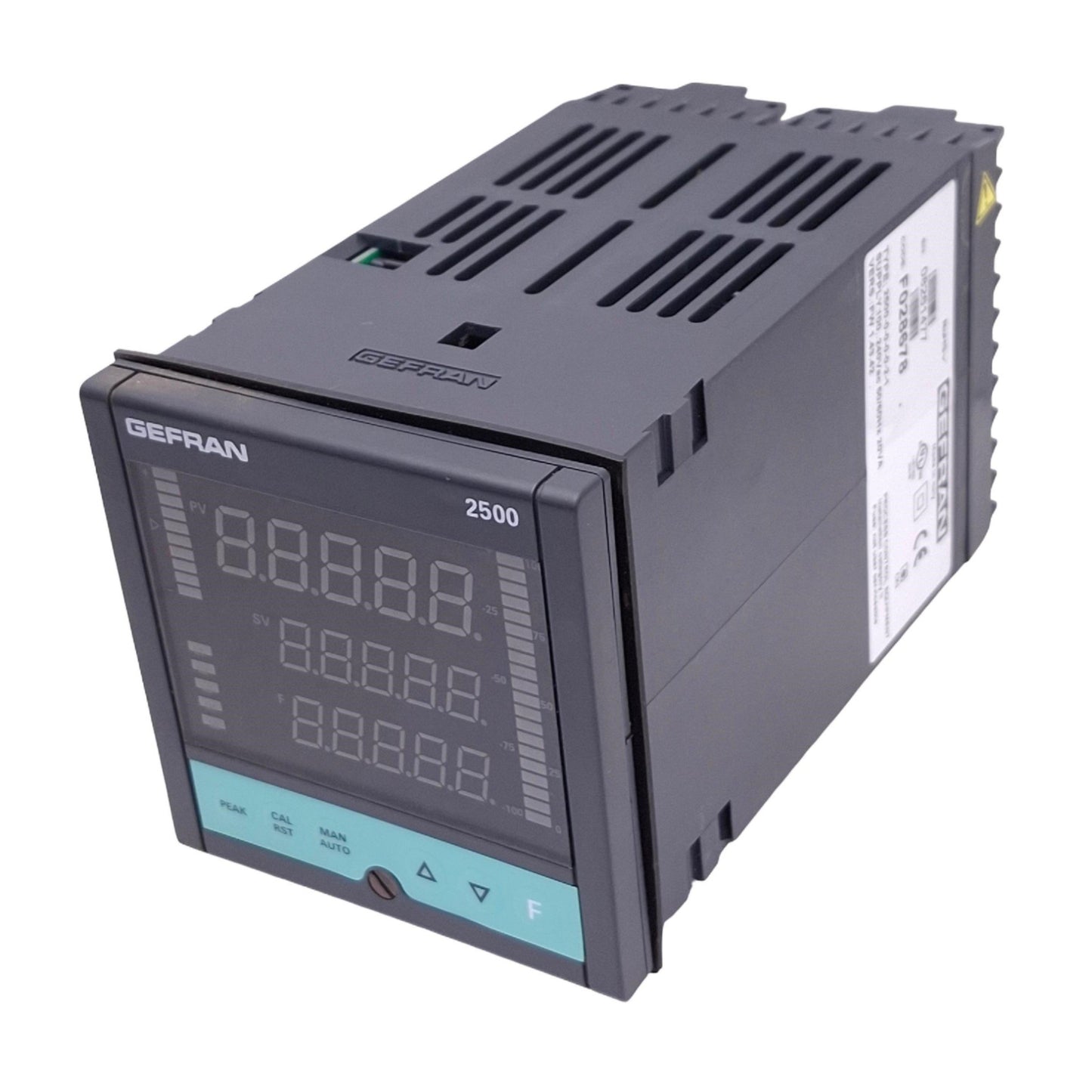 Used Gefran 2500-0-0-0-0-2-1 F028678 Process Controller, 100-240VAC, TC/RTD, 1/4 DIN