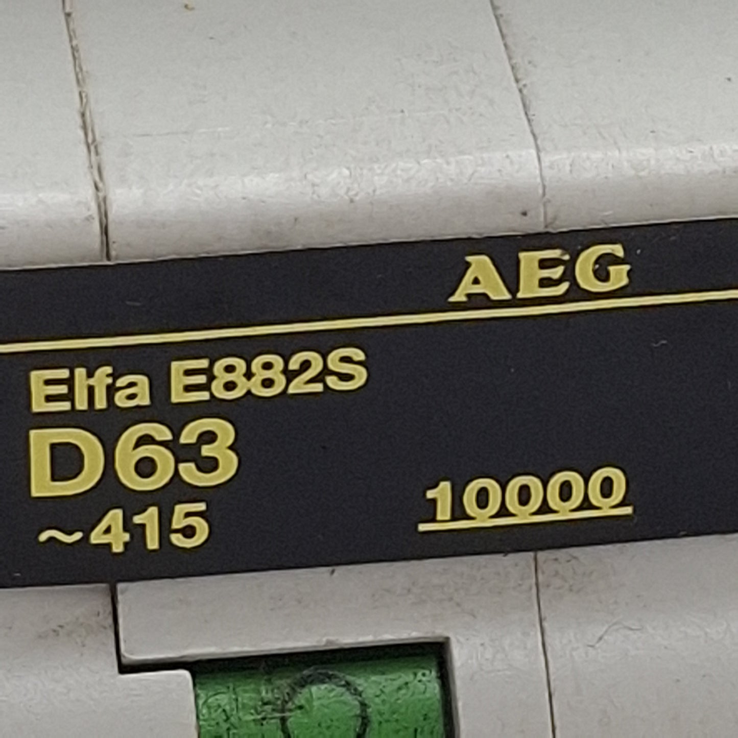 Used AEG Elfa E882S D63 Circuit Breaker, 2-Pole, D-Curve, 63A 415VAC, DIN Rail