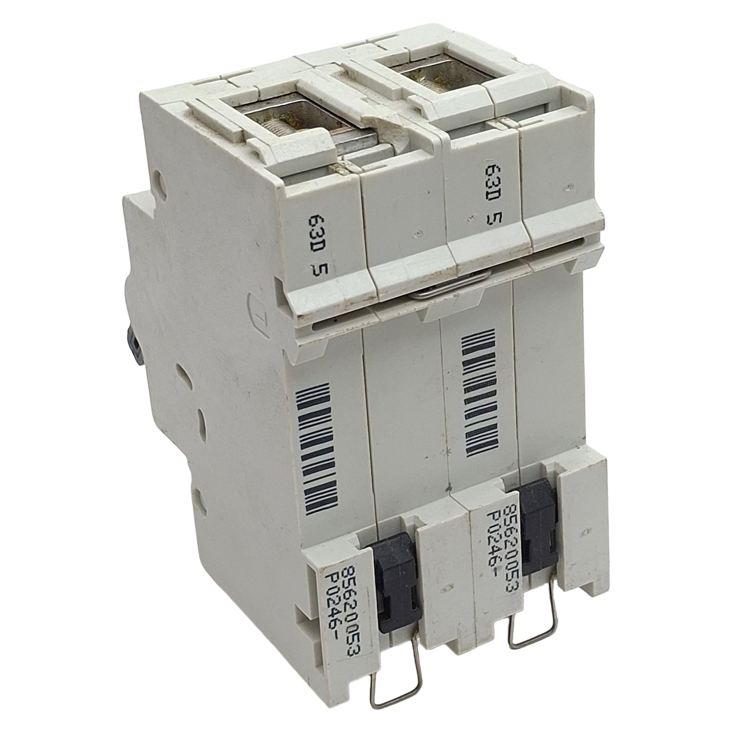 Used AEG Elfa E882S D63 Circuit Breaker, 2-Pole, D-Curve, 63A 415VAC, DIN Rail